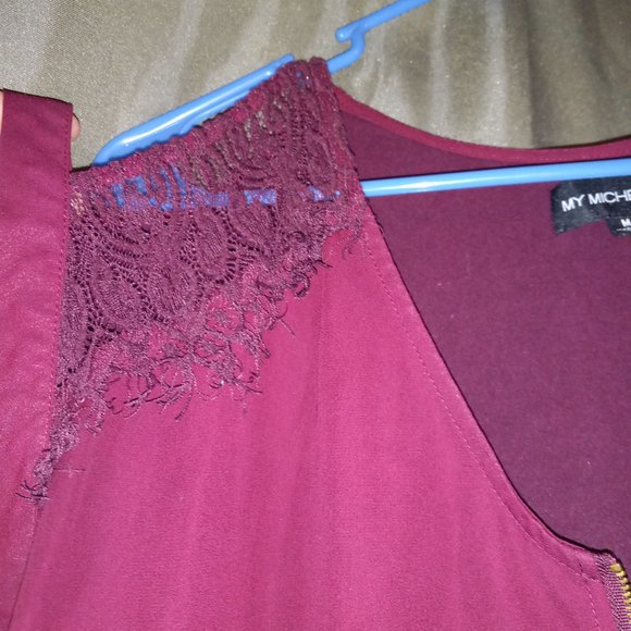 Red Maroon Blouse Top - Picture 3 of 4